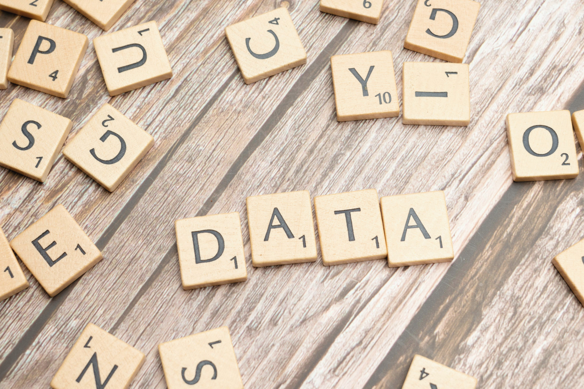 The word "data" spelled out in scrabble letters