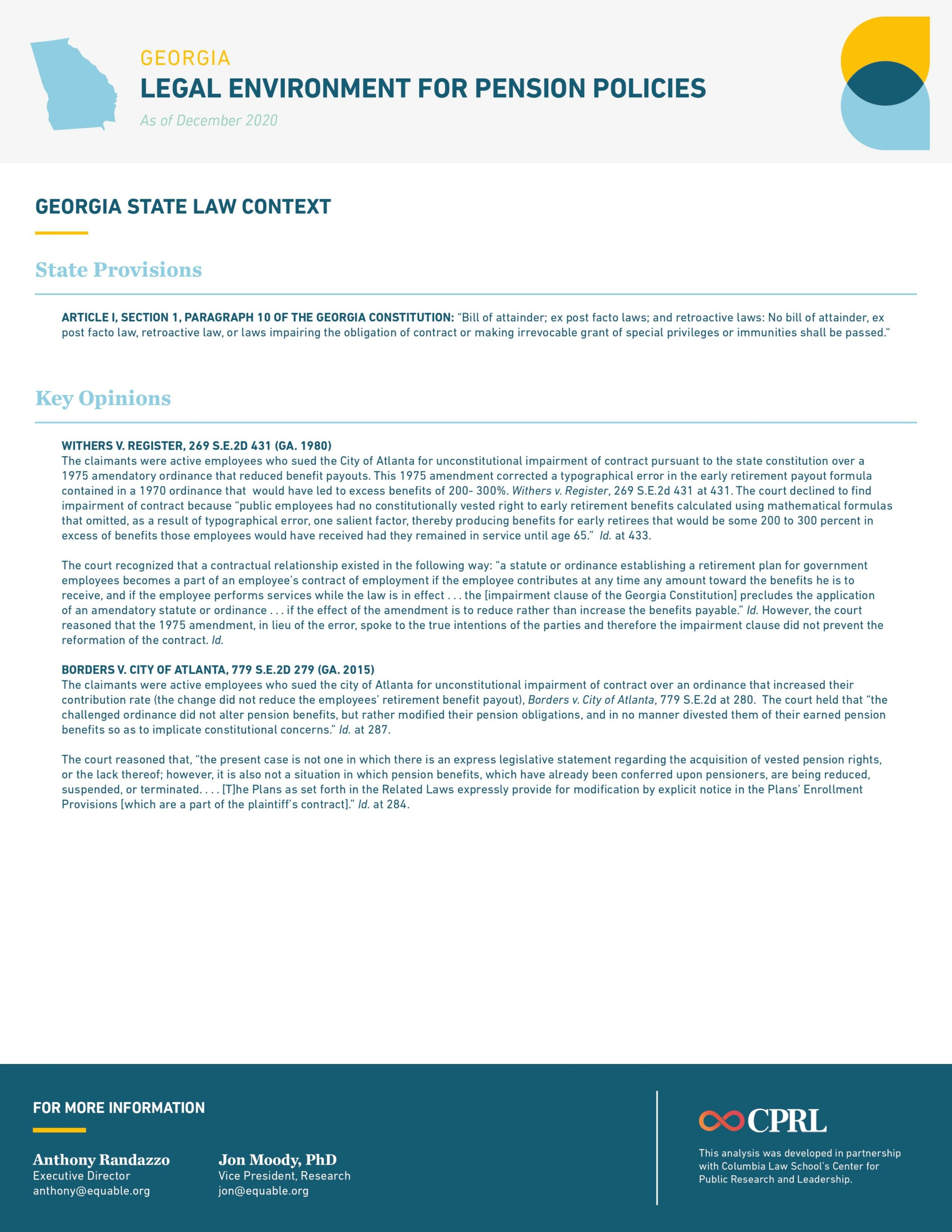 Georgia Pension Law Infographic - Page 1